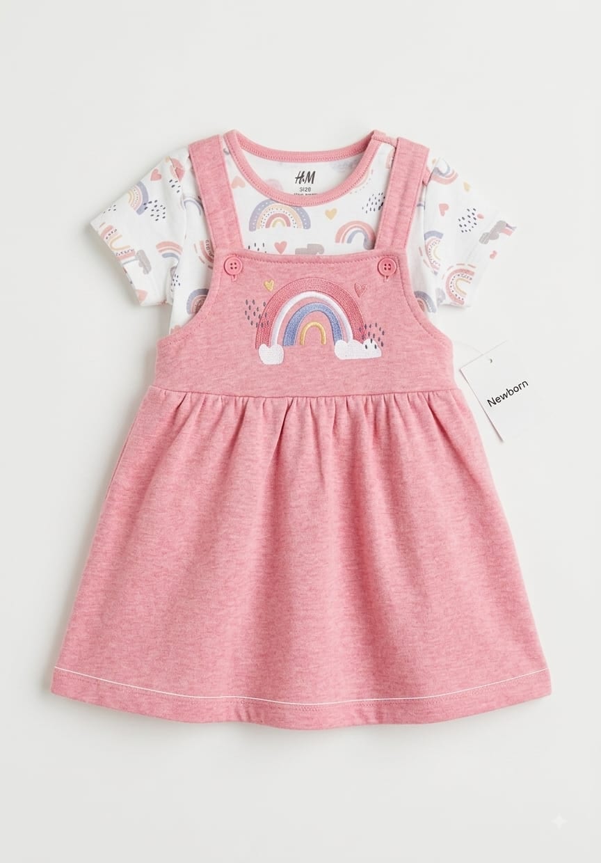 Rainbow Pinafore Dress & Bodysuit Set