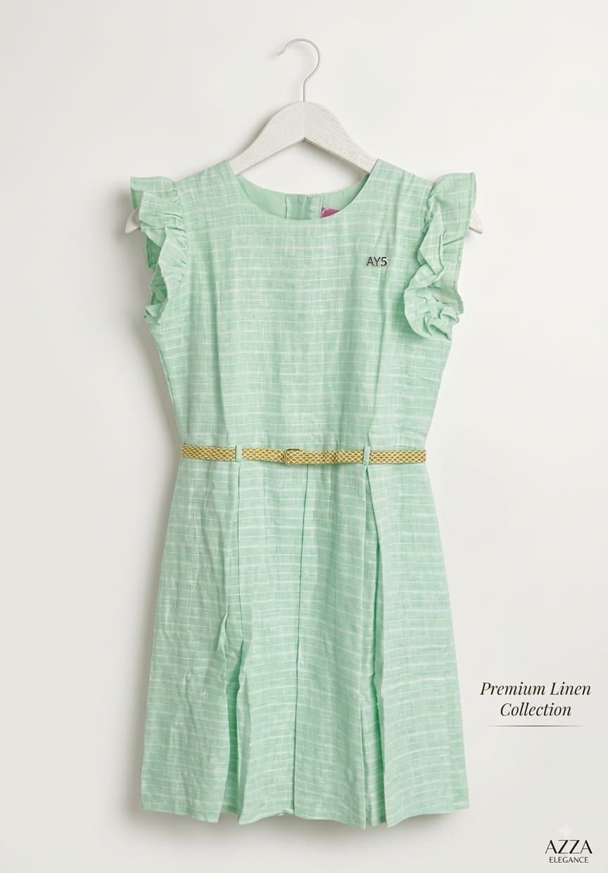 Mint Linen Belted Dress