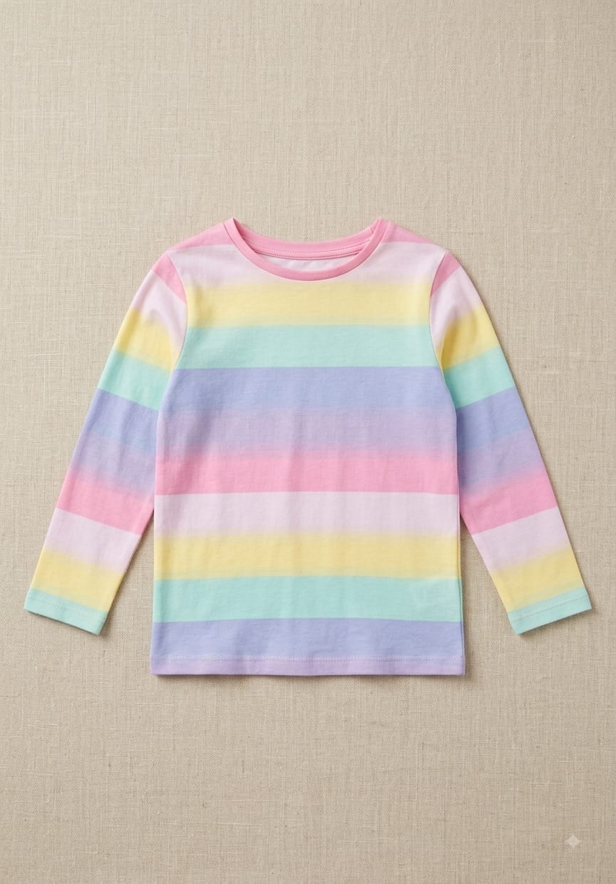 Yellow Rainbow Applique Long-Sleeve Top